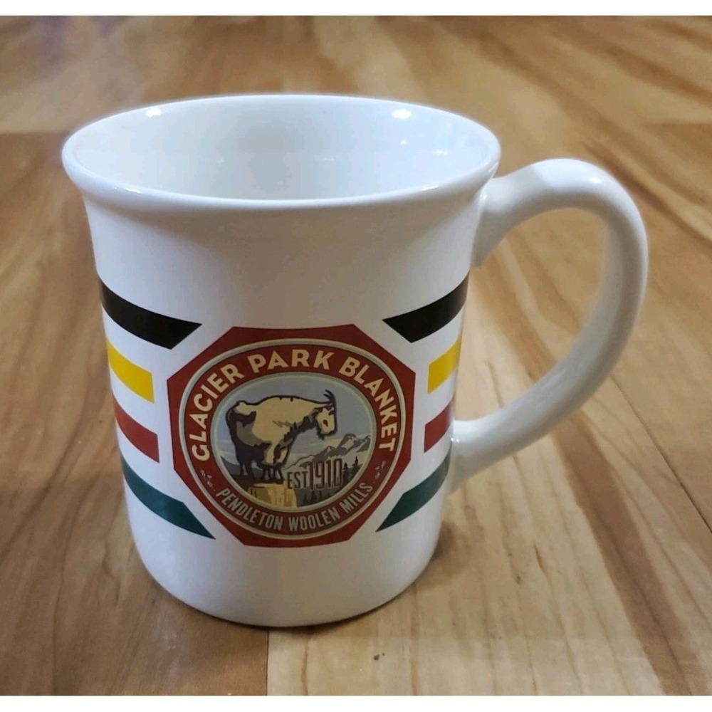 Pendleton Woolen Mills GLACIER Park Blanket Mug Cup 18 Oz Goat Stripes